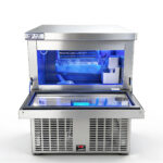 GM-120 Blue Light Ice Machine, 55KG/24H Cube Ice Maker, 30KG Storage Capacity, 220V/400W, 600*700*800mm
